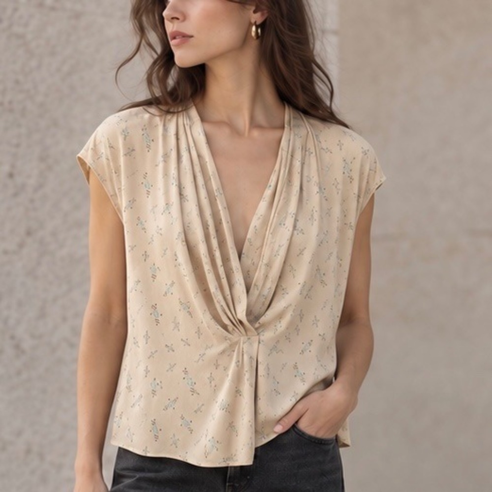 Vtg 90s Neiman Marcus Silk Cowl Blouse Minimalist Dark Feminine Updated Lady 12